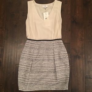 Adam Lippes Dress Ecru Silk Dress w/Tweed Bottom